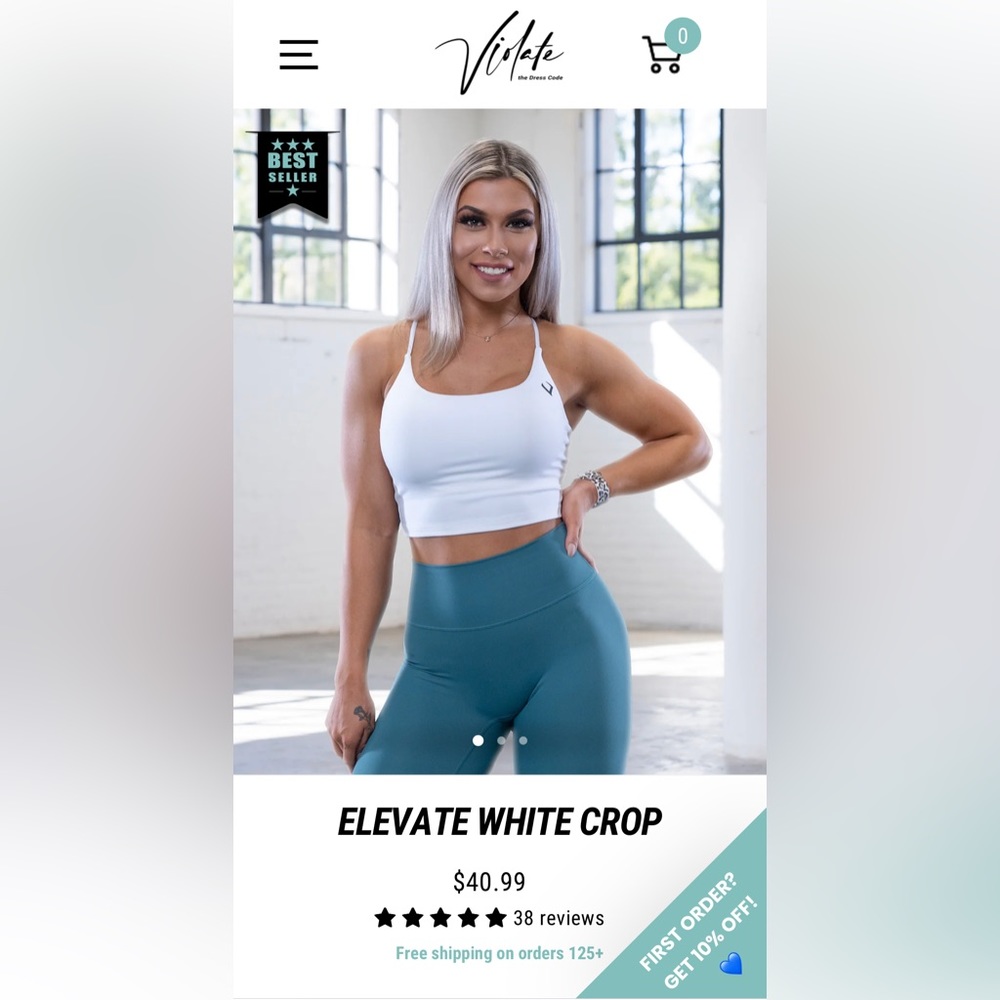 Violate white crop top workout - Sized Medium
